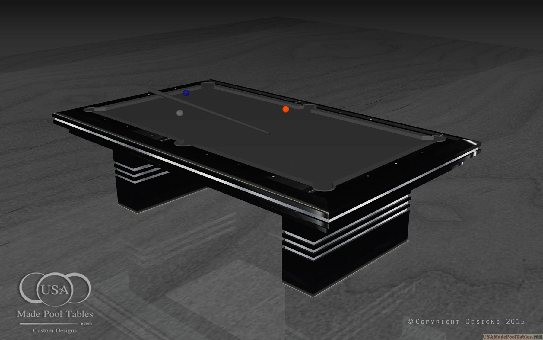 Luxury Contemporary Pool Table Black