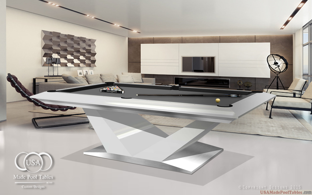 all white pool table