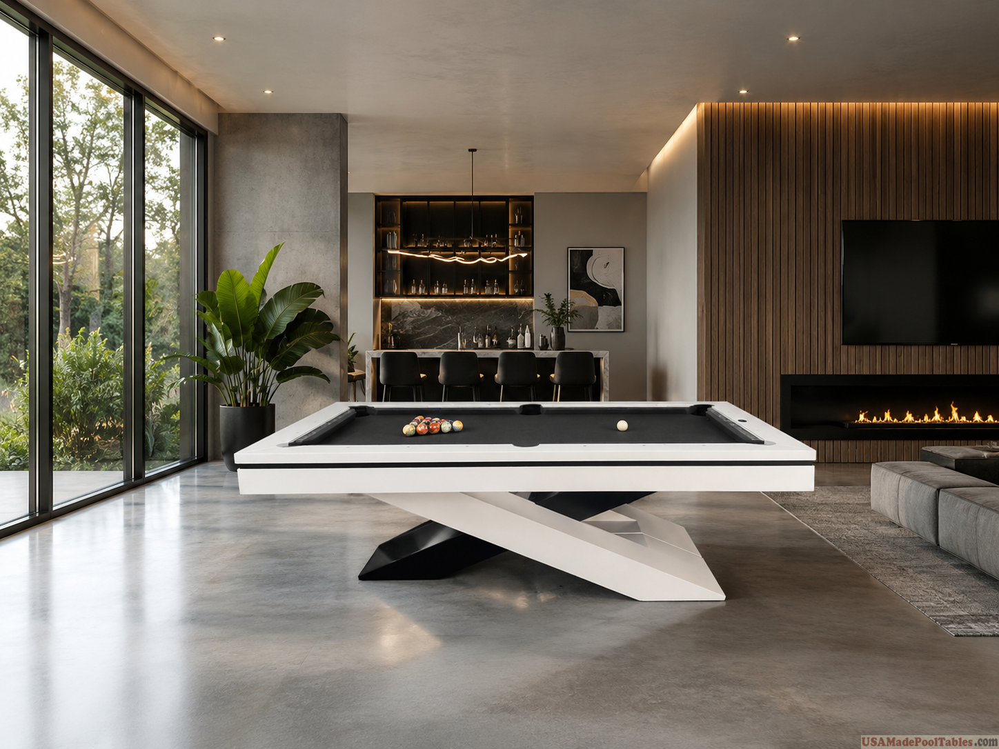 Ultra Modern Pool Table White Black 